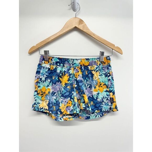 Patagonia Women's Floral Blue and Yellow Shorts - Picture 4 of 10